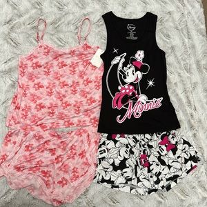 2 sets of sleepwear Pink set medium, black and white set small.